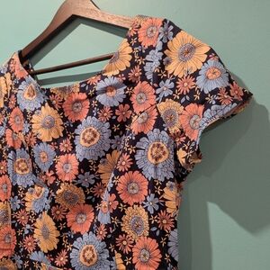 Floral Midi Dress with Cap Sleeves